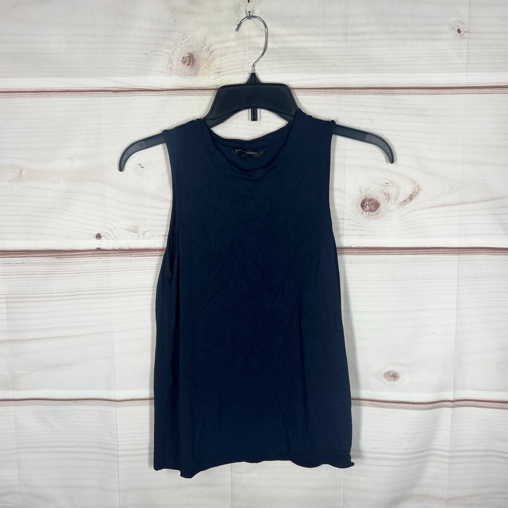 Banana Republic Top Womens Small Blue Tank Sleeveless Jersey Knit‎ Round Neck